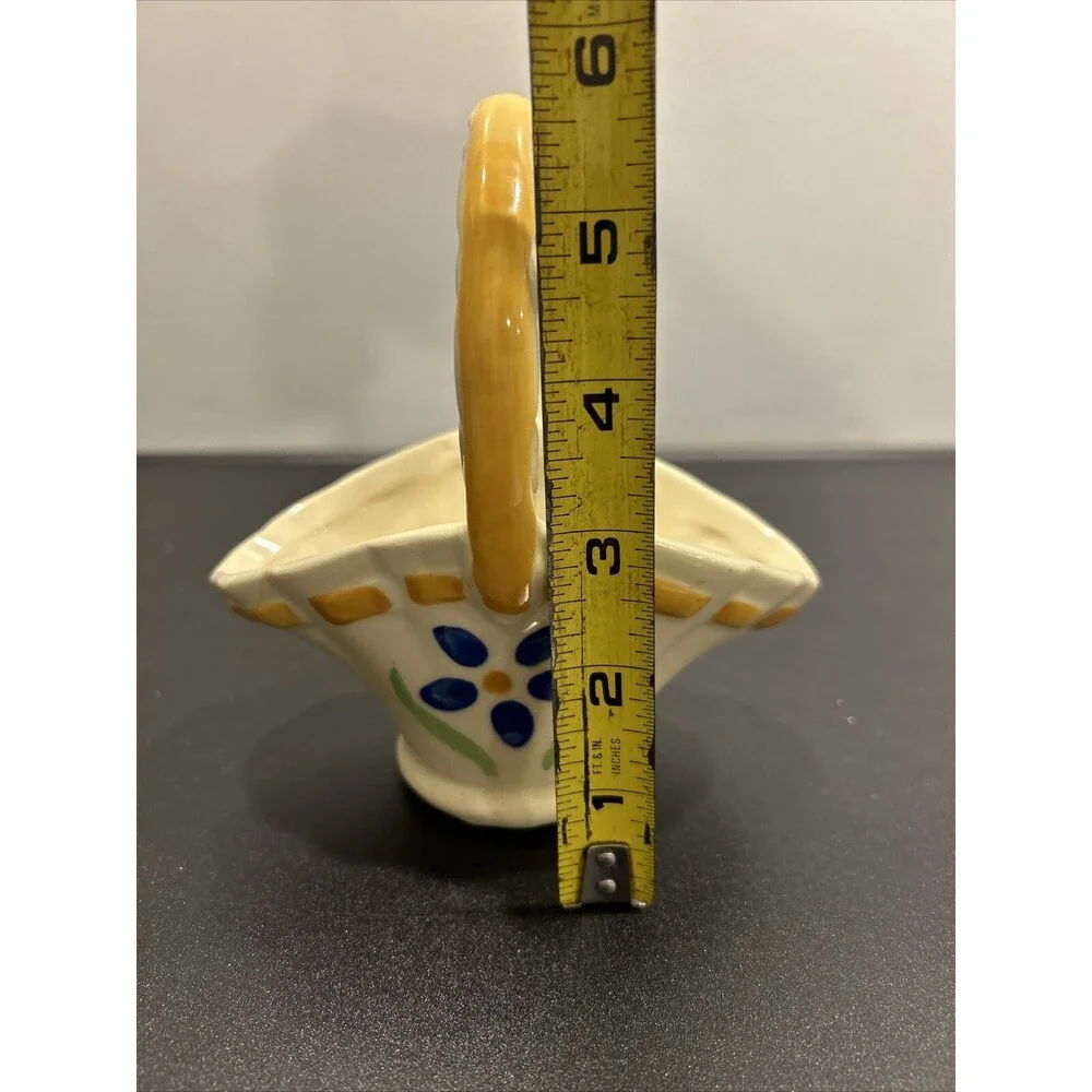 Vintage Shawnee USA Ceramic Basket #640 Hand Painted Flower Candy Dish